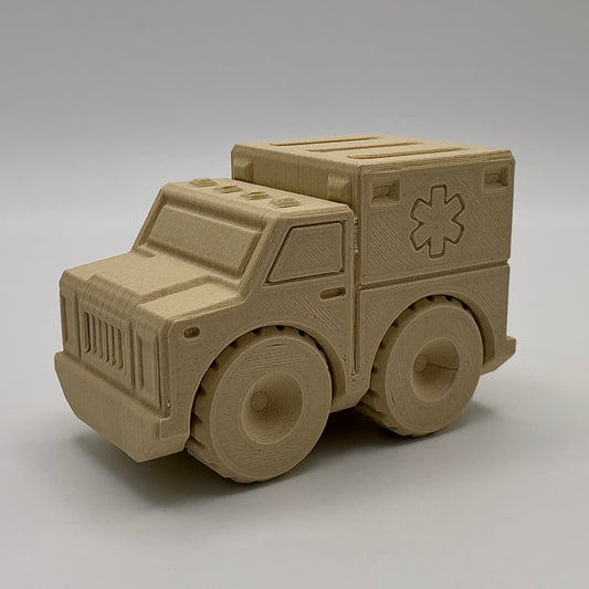 3D Printed Transport Vehicles in Wood PLA - Alternative View