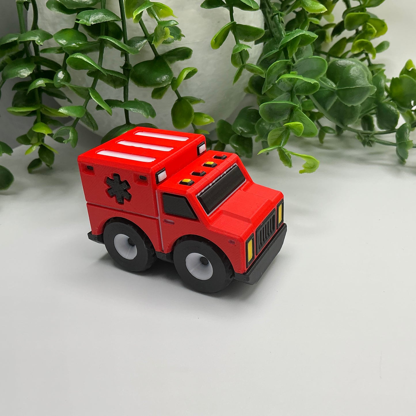 3D Printed Multi Coloured Children's Emergency Ambulance Vehicle Indoor & Outdoo - Detail Shot