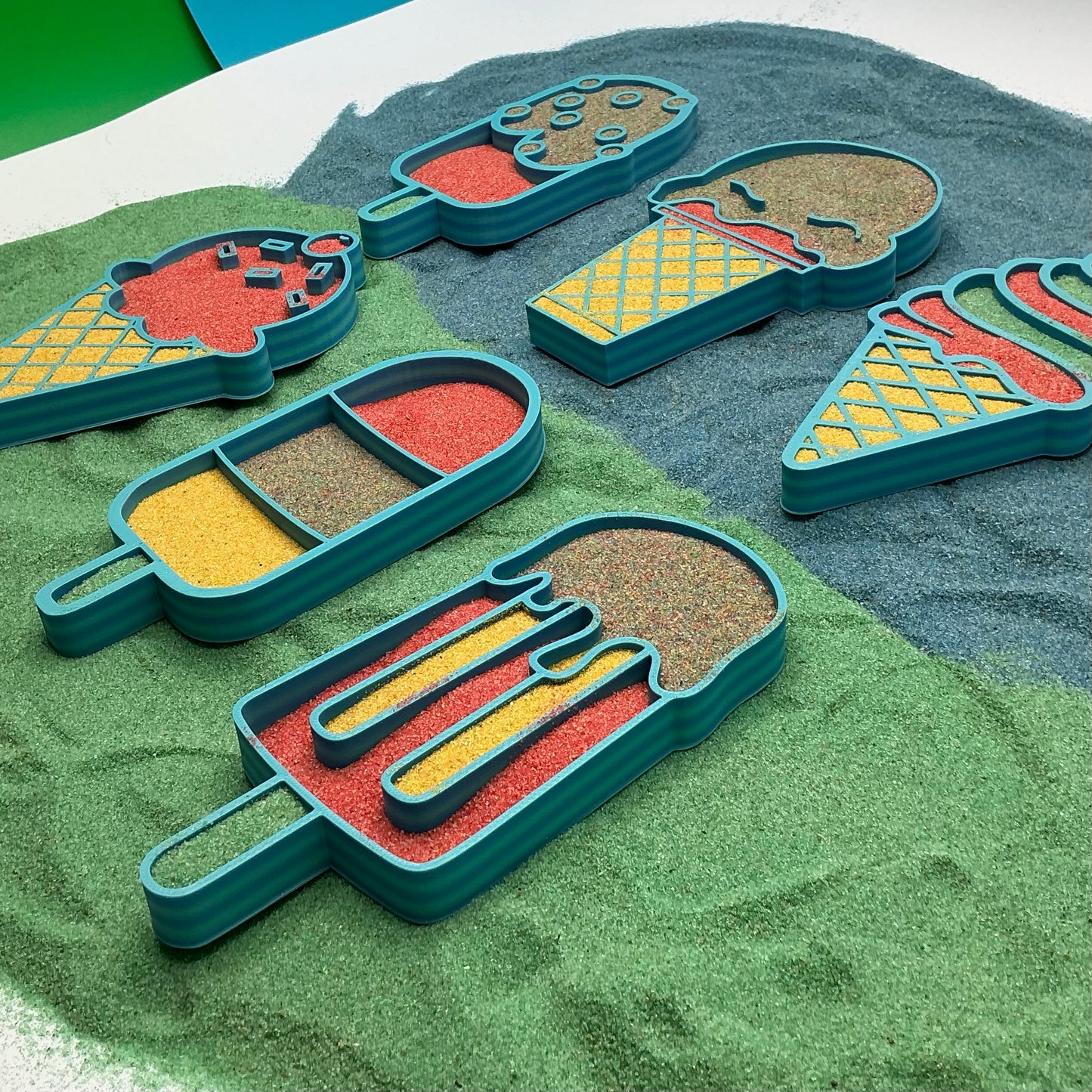 Ice Cream Sand Sensory Filling Trays