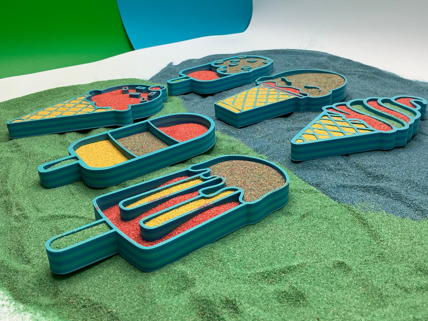Ice Cream Sand Sensory Filling Trays