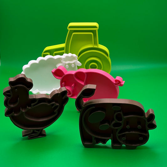 Children's 3D Printed Farm Animals Sensory Filling Trays Eco Friendly sand rice - Alternative View