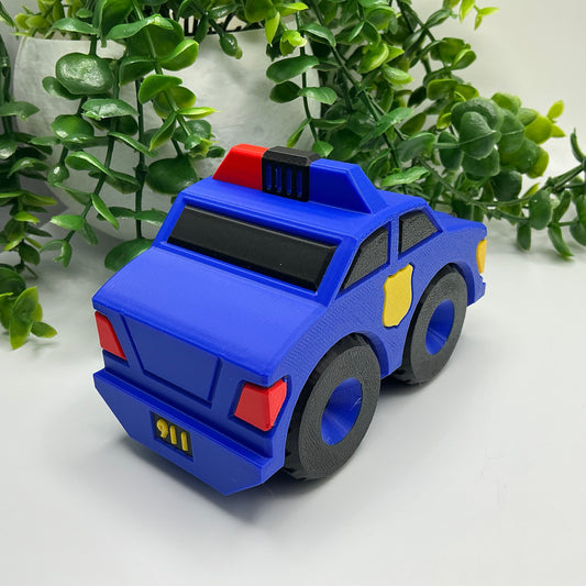Large 3D Printed Police Car Durable Indoor & Outdoor Push Along Big Kids Rescue - Alternative View