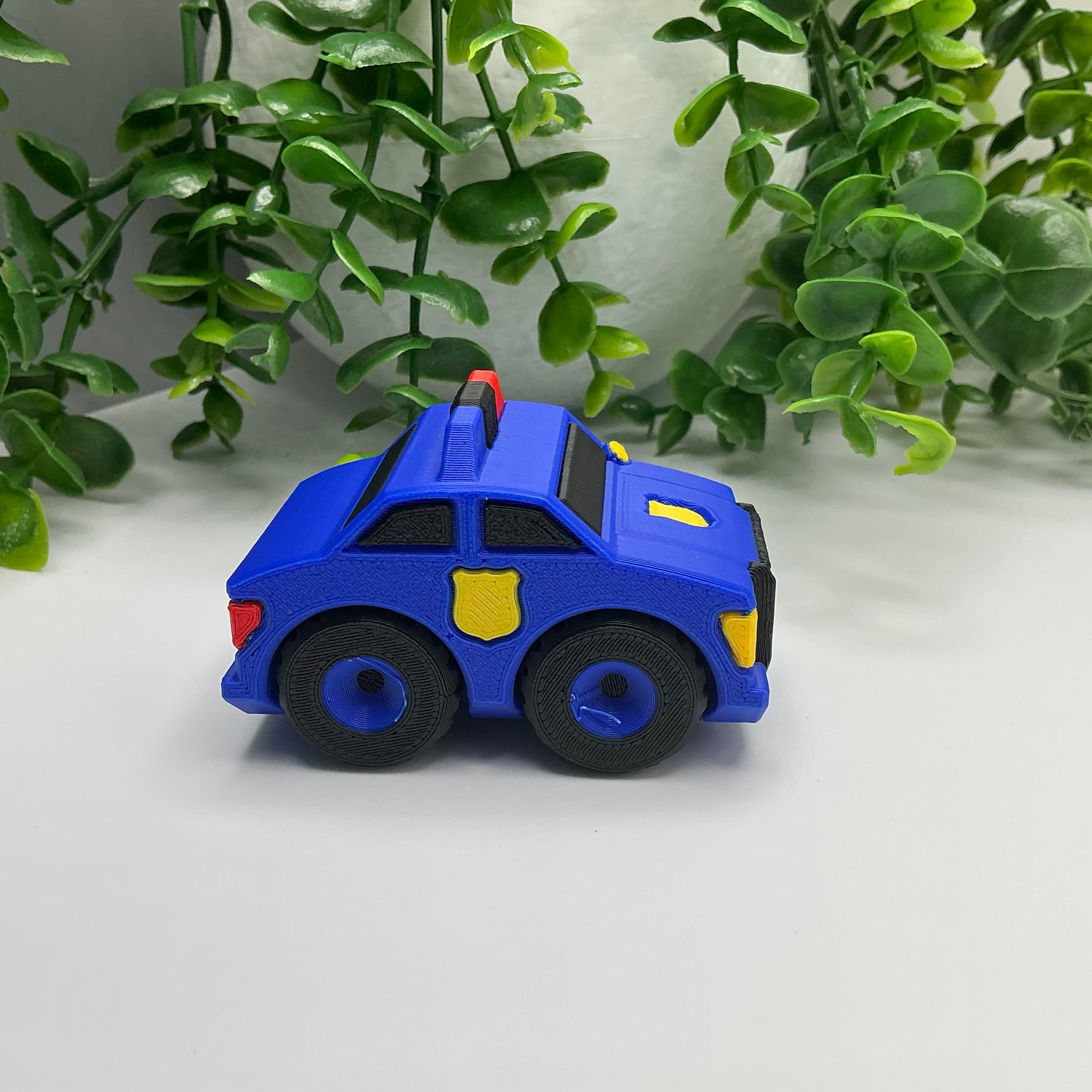3D Printed Multi Coloured Children's Police Car Vehicle Indoor & Outdoor Toy Eco - Close Up