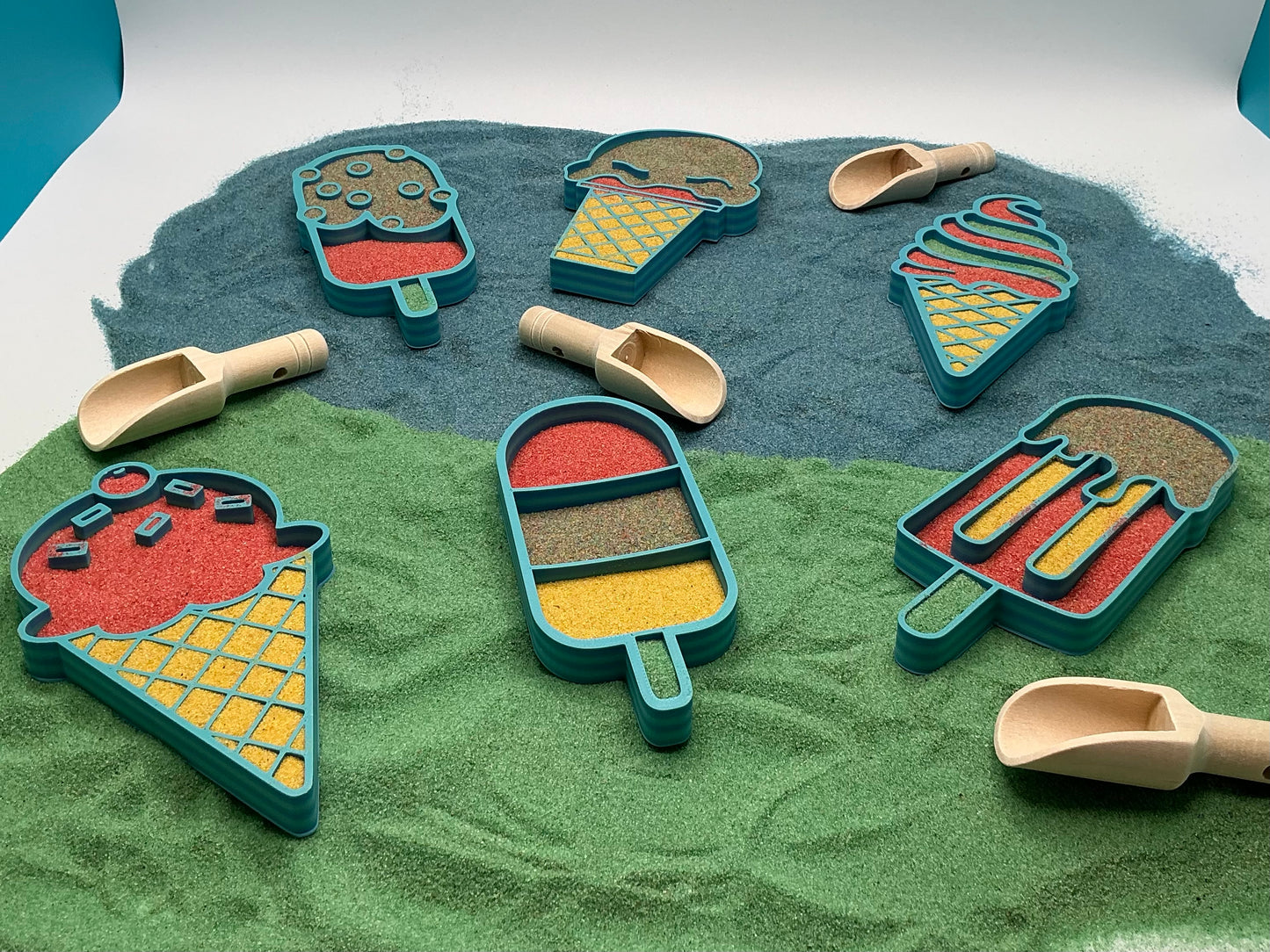Ice Cream Sand Sensory Filling Trays