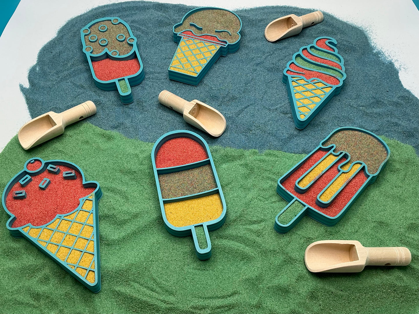 Ice Cream Sand Sensory Filling Trays
