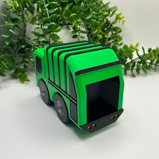 Large 3D Printed Garbage Truck Durable Indoor & Outdoor Push Along Big Recycling - Alternative View