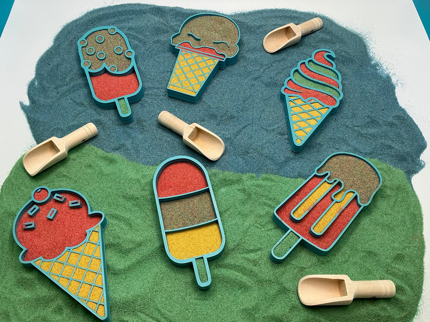 Ice Cream Sand Sensory Filling Trays