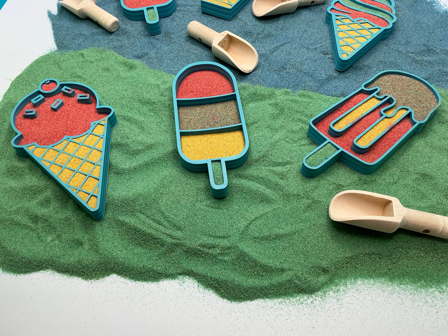 Ice Cream Sand Sensory Filling Trays