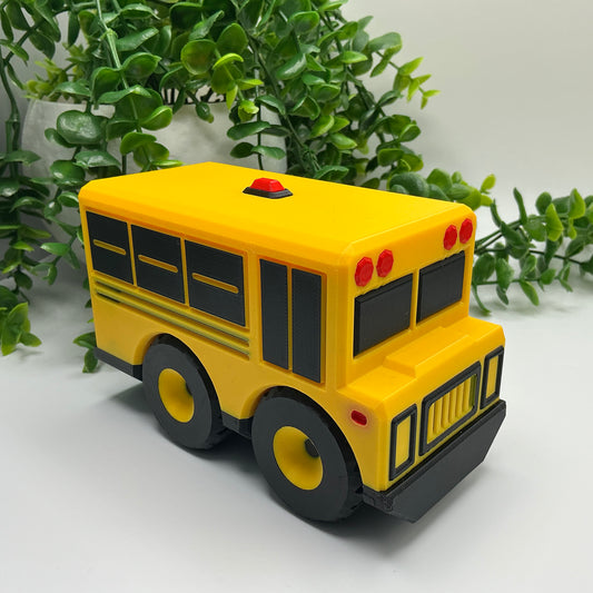 Large 3D Printed Yellow School Bus Durable Indoor & Outdoor Push Along Big Schoo - Alternative View