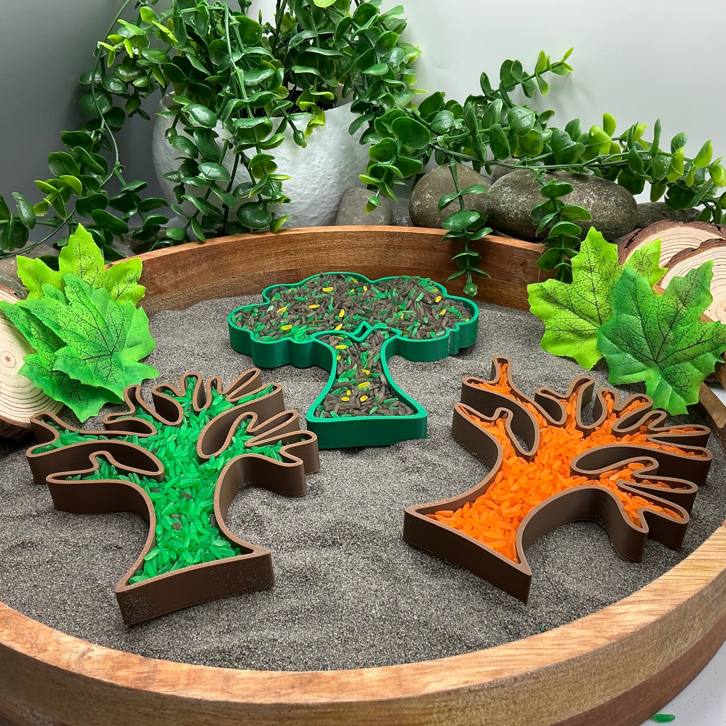 3D-printed tree fill shapes sensory filling tray, 3-piece set for sand and rice tuff trays - view 11 of 11
