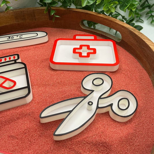 3D-printed doctor hospital play sensory filling tray, 6-piece set for tuff tray role play - view 2 of 10
