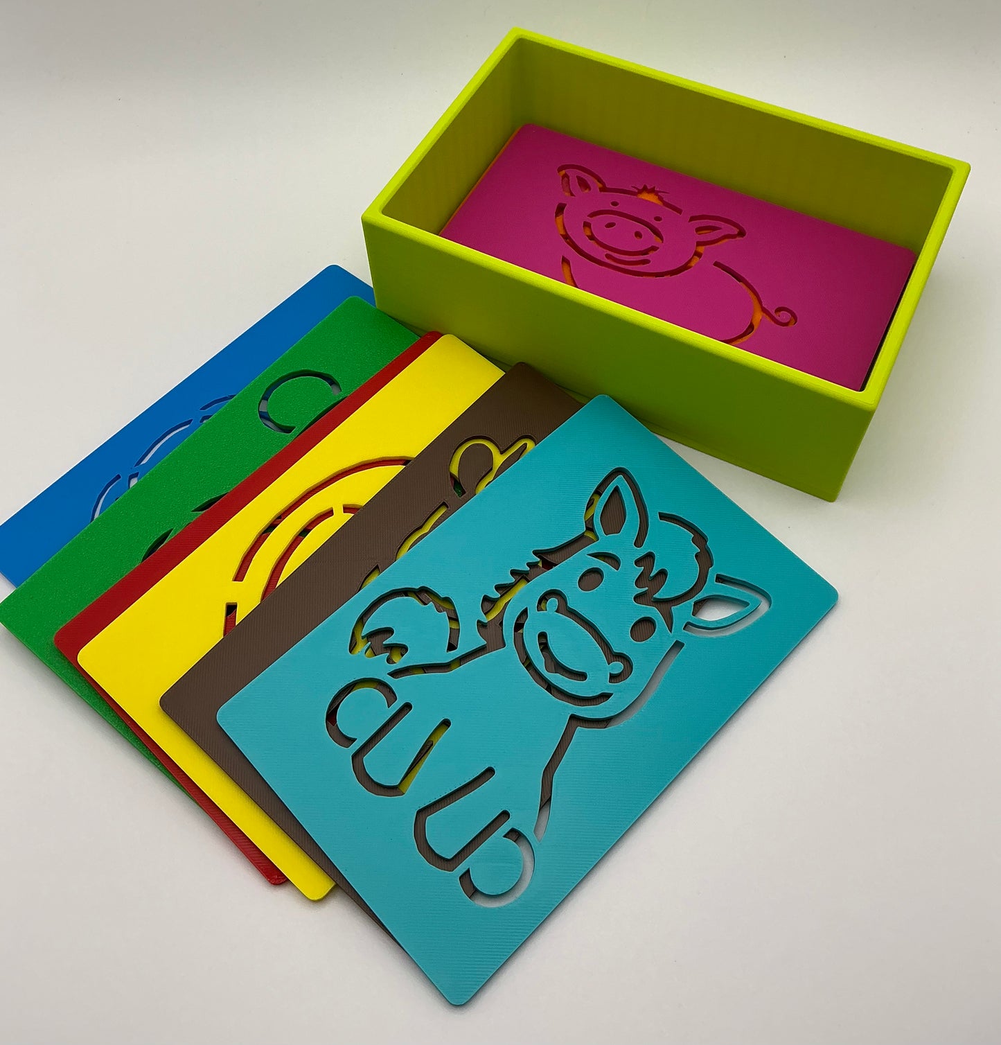 Farm Animal Ten Piece Stencil Set with Storage Box