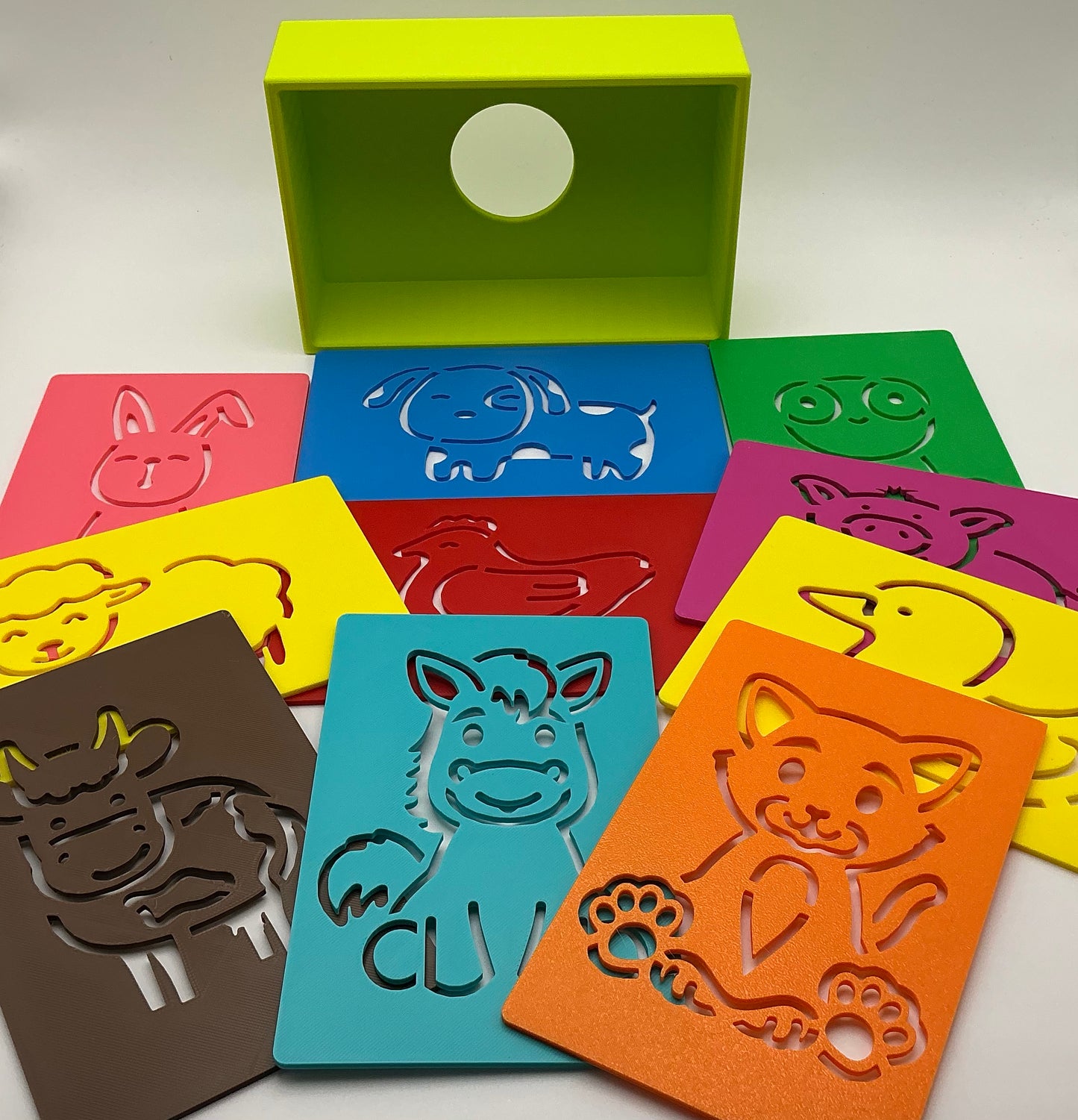 Farm Animal Ten Piece Stencil Set with Storage Box