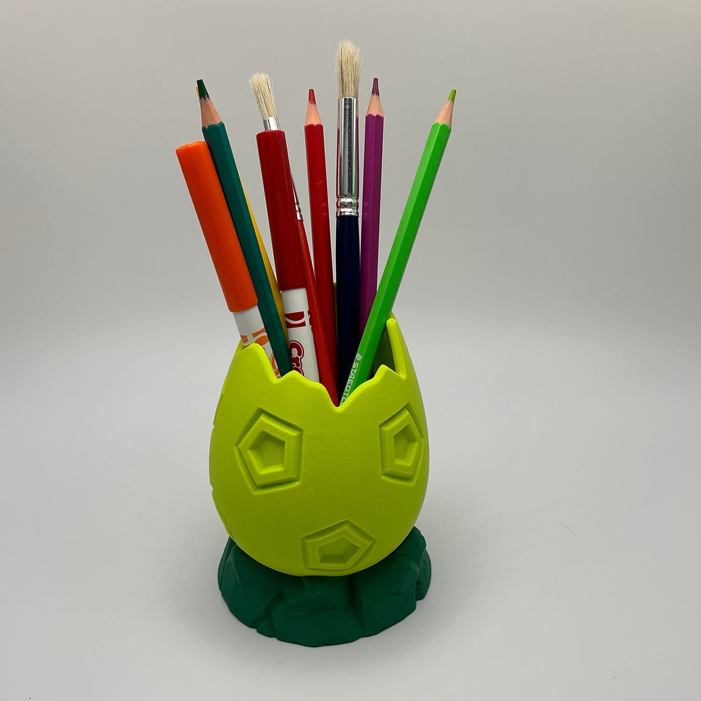 Dinosaur Egg Pencil Holder Cracked Dino Egg Pen Pot Kids Desk Organizer Paintbrush Holder for Artists 3D Printed Eco Friendly Gift