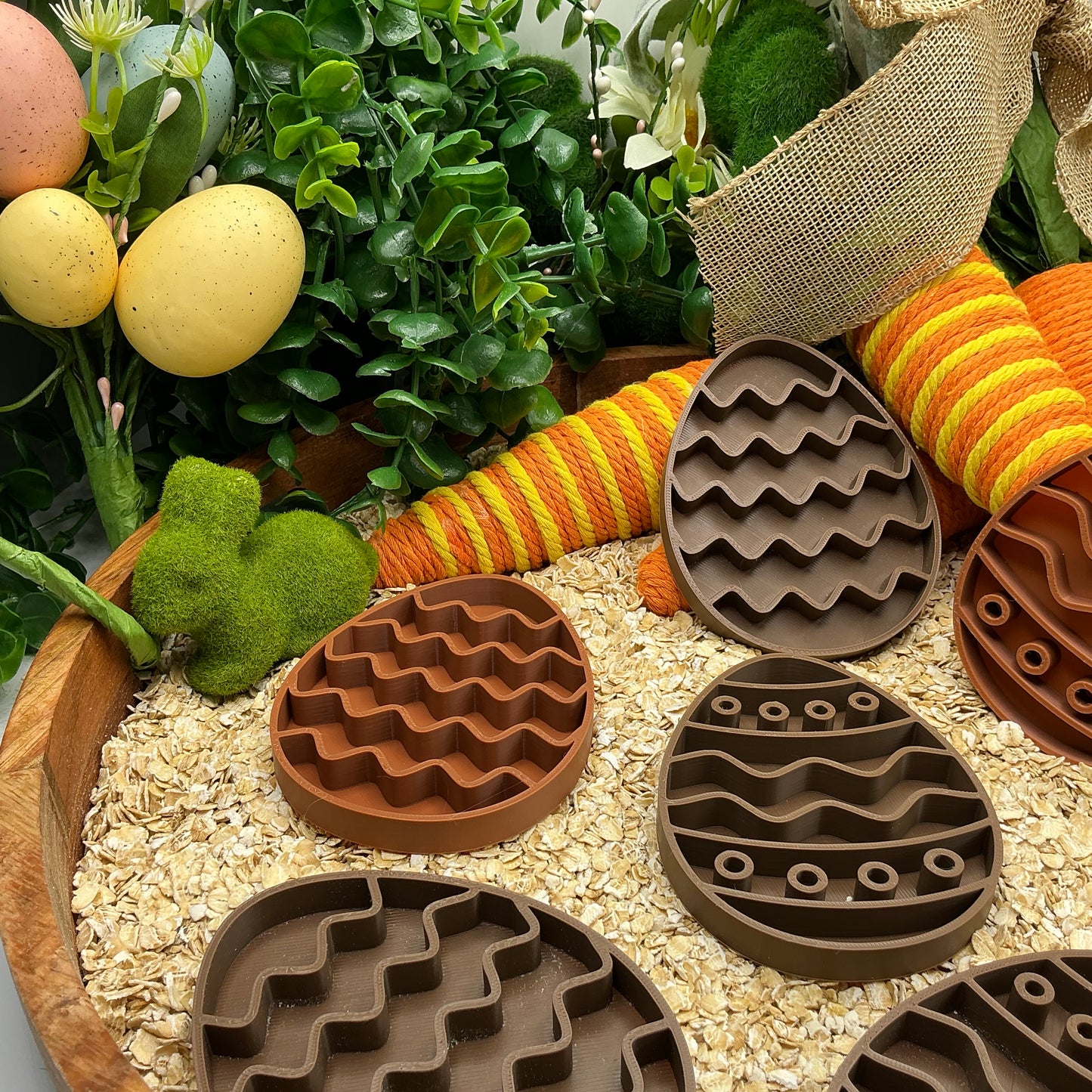 Easter Egg Six Piece Filling Tray Set Sand Sensory Filling Trays Oats, Sand, Ric - Close Up