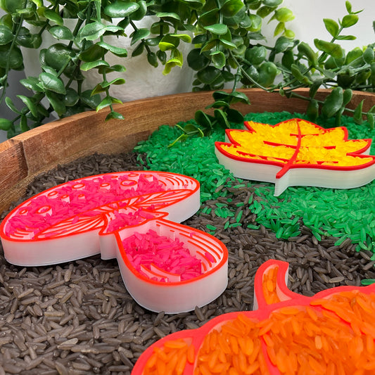 3D-printed autumn sensory filling tray, 4-piece set with acorn, mushroom, pumpkin and leaf - view 2 of 12
