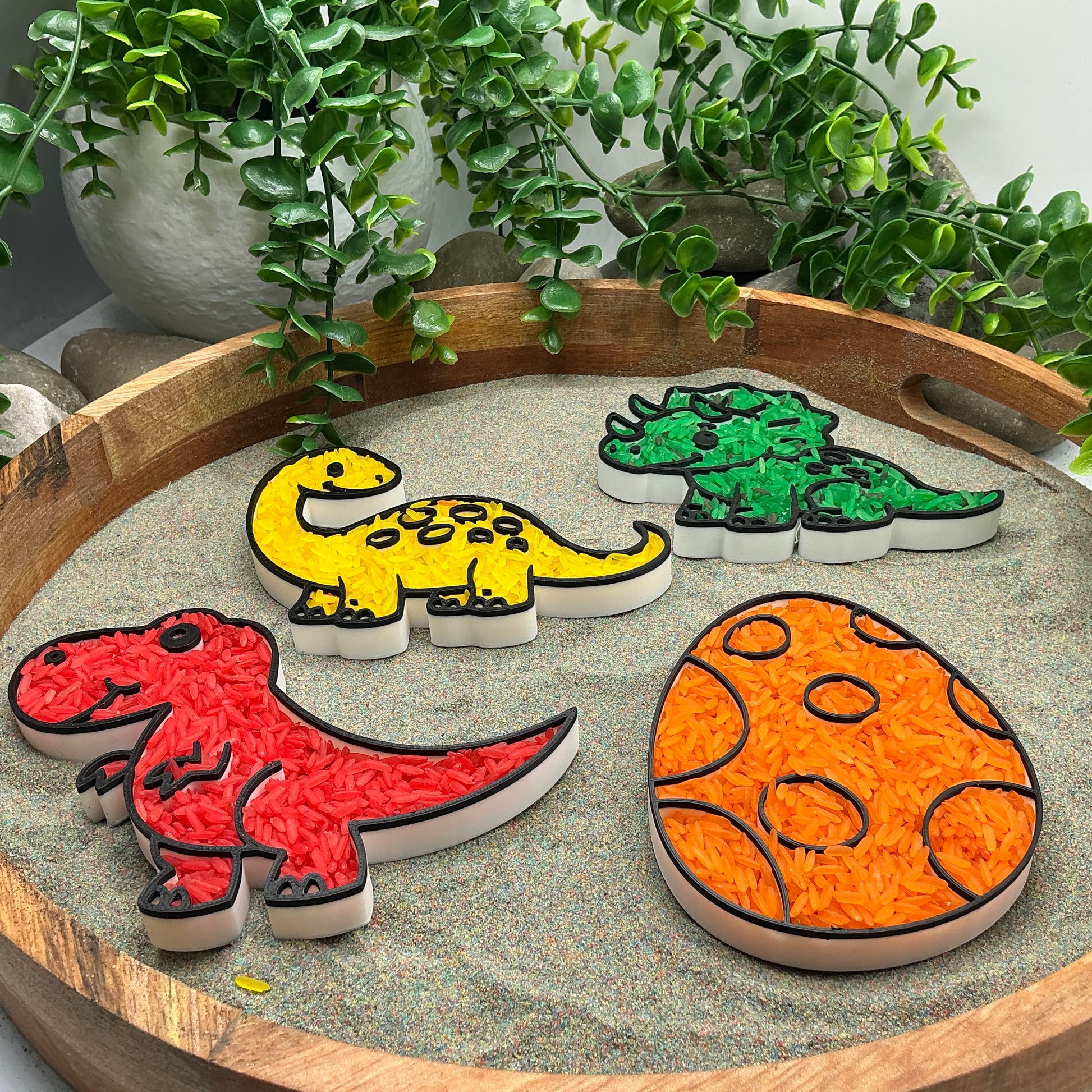 3D-printed dinosaur and dinosaur egg sensory filling tray, 4-piece set for sand and rice tuff trays - view 12 of 13