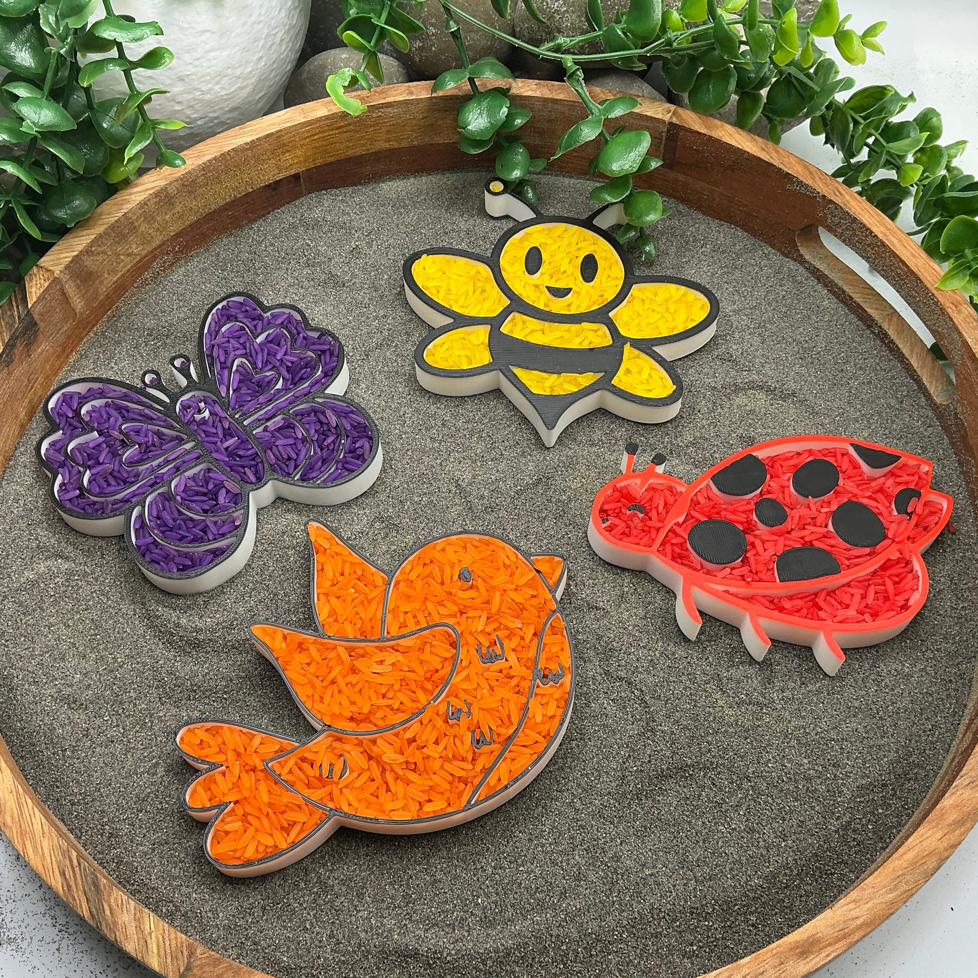 3D-printed spring garden sensory filling tray 4-piece set - ladybird, bee, butterfly and bird - view 8 of 14