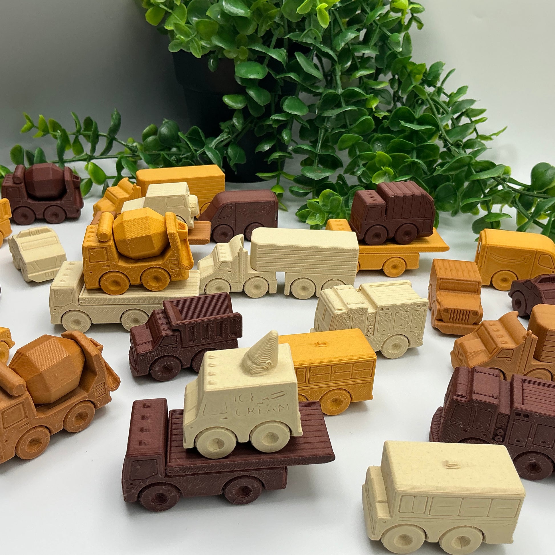 Mini Range Collection Set of 12 Mini Transport Vehicles 3D Printed Construction  - Close Up