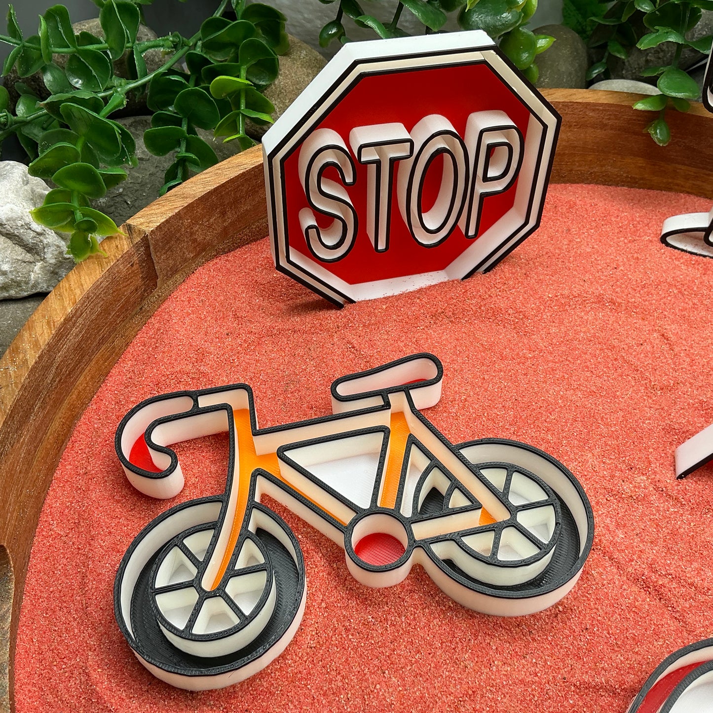 3D-printed play traffic sensory filling tray, 5-piece set with stop sign, car, bike, pedestrian crossing and traffic light - view 4 of 12