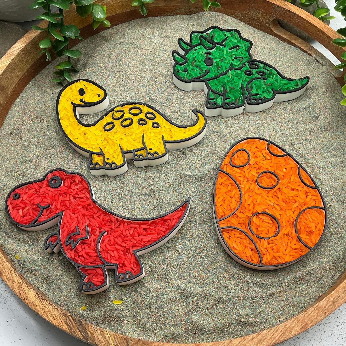 3D-printed dinosaur and dinosaur egg sensory filling tray, 4-piece set for sand and rice tuff trays - view 7 of 13