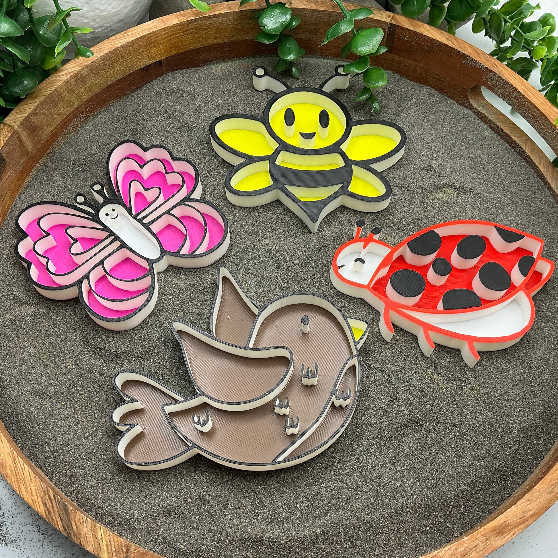 3D-printed spring garden sensory filling tray 4-piece set - ladybird, bee, butterfly and bird - view 1 of 14