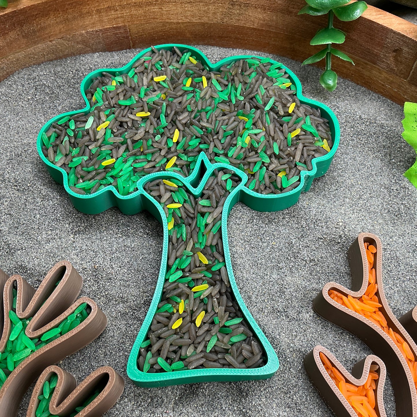 3D-printed tree fill shapes sensory filling tray, 3-piece set for sand and rice tuff trays - view 9 of 11