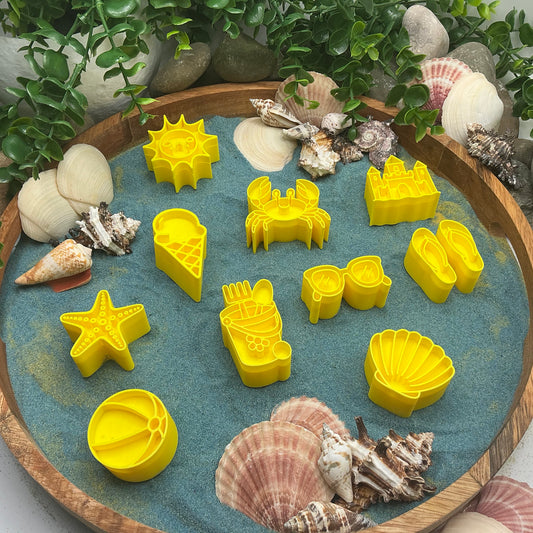 3D-printed summer stamps, 11-piece set for play dough, kinetic sand and clay - view 1 of 9