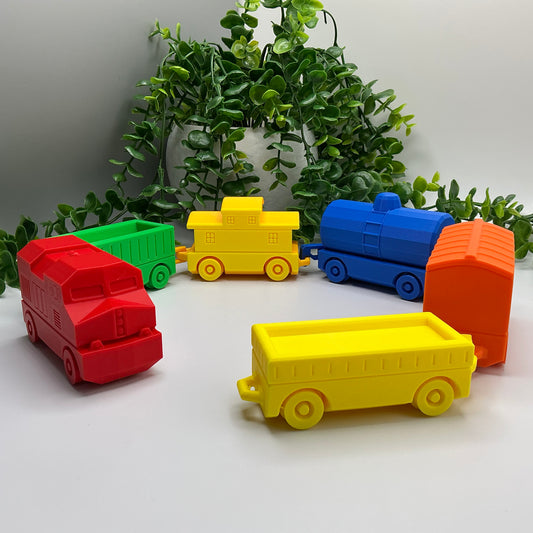 Articulated Train Carriages Six Designs - 3D printed eco-friendly toy by Sarah's 3D Prints