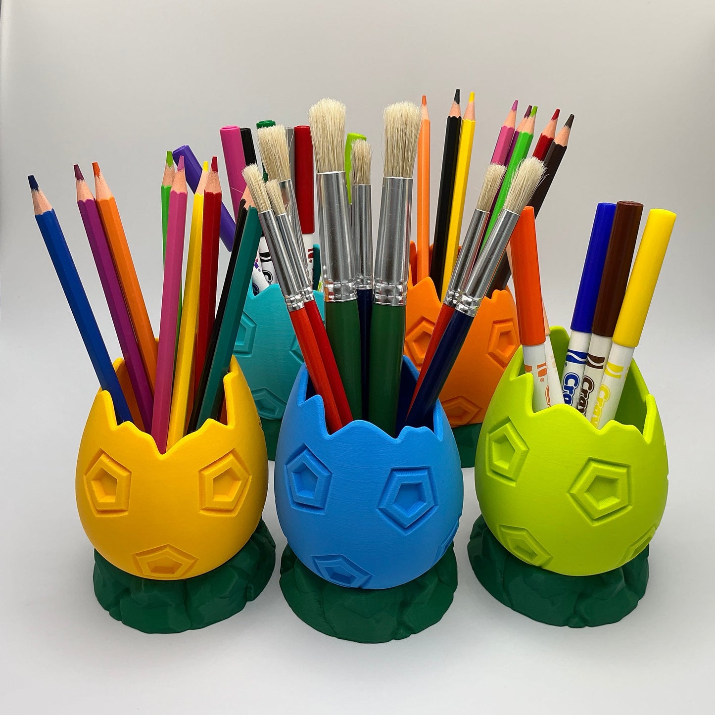 Dinosaur Egg Pencil Holder Cracked Dino Egg Pen Pot Kids Desk Organizer Paintbrush Holder for Artists 3D Printed Eco Friendly Gift