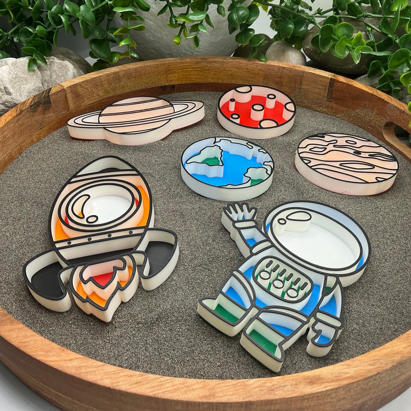 3D-printed space play sensory filling tray, 6-piece set for sand and rice tuff trays - view 11 of 11