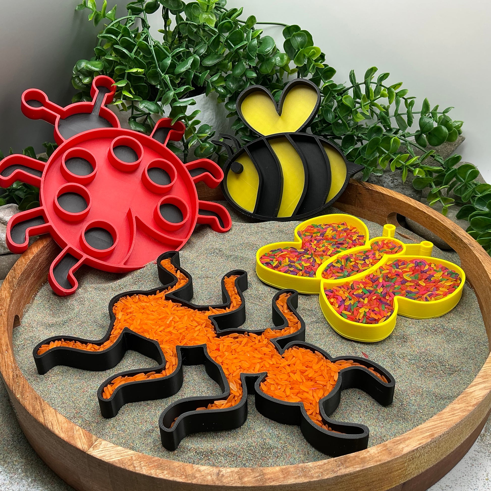 3D-printed large spring insect sensory filling tray, 4-piece set with bee, ant, ladybird and butterfly - view 10 of 13