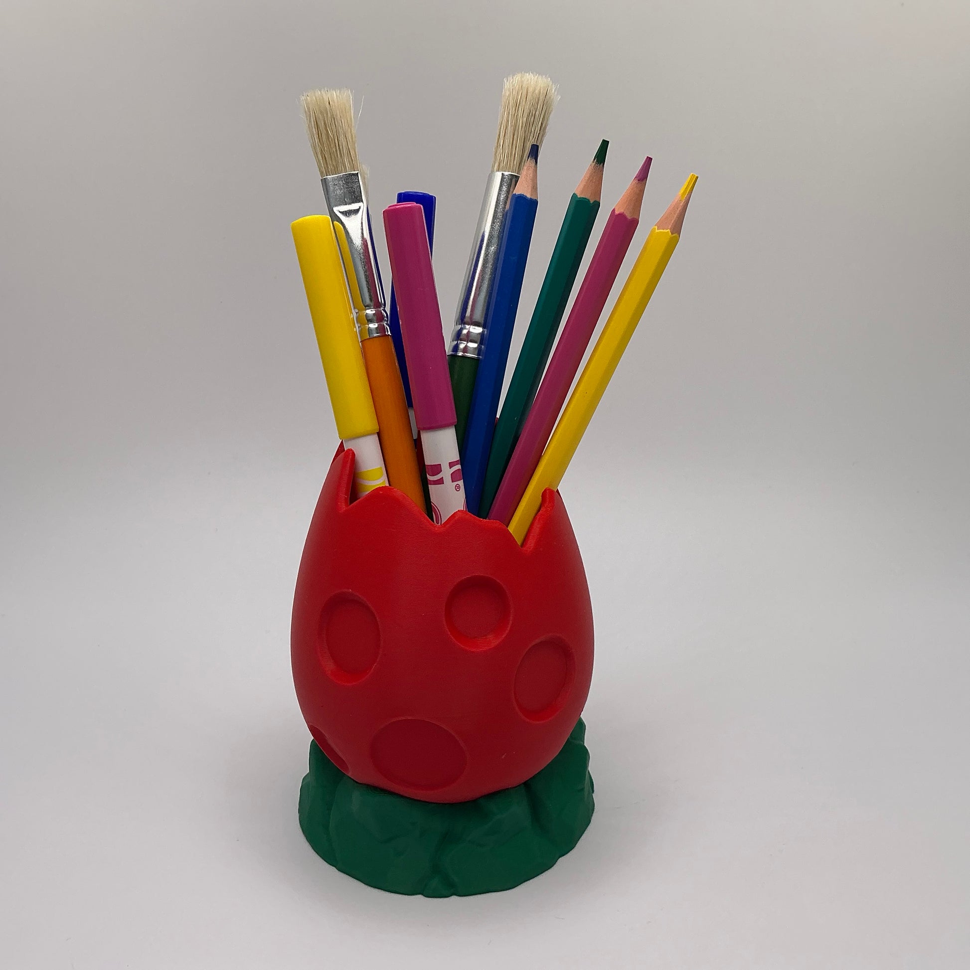 Dinosaur Egg Pencil Holder Cracked Dino Egg Pen Pot Kids Desk Organizer Paintbru - Detail Shot