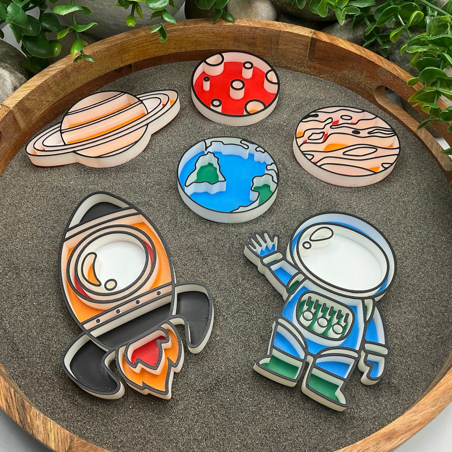 3D-printed space play sensory filling tray, 6-piece set for sand and rice tuff trays - view 1 of 11