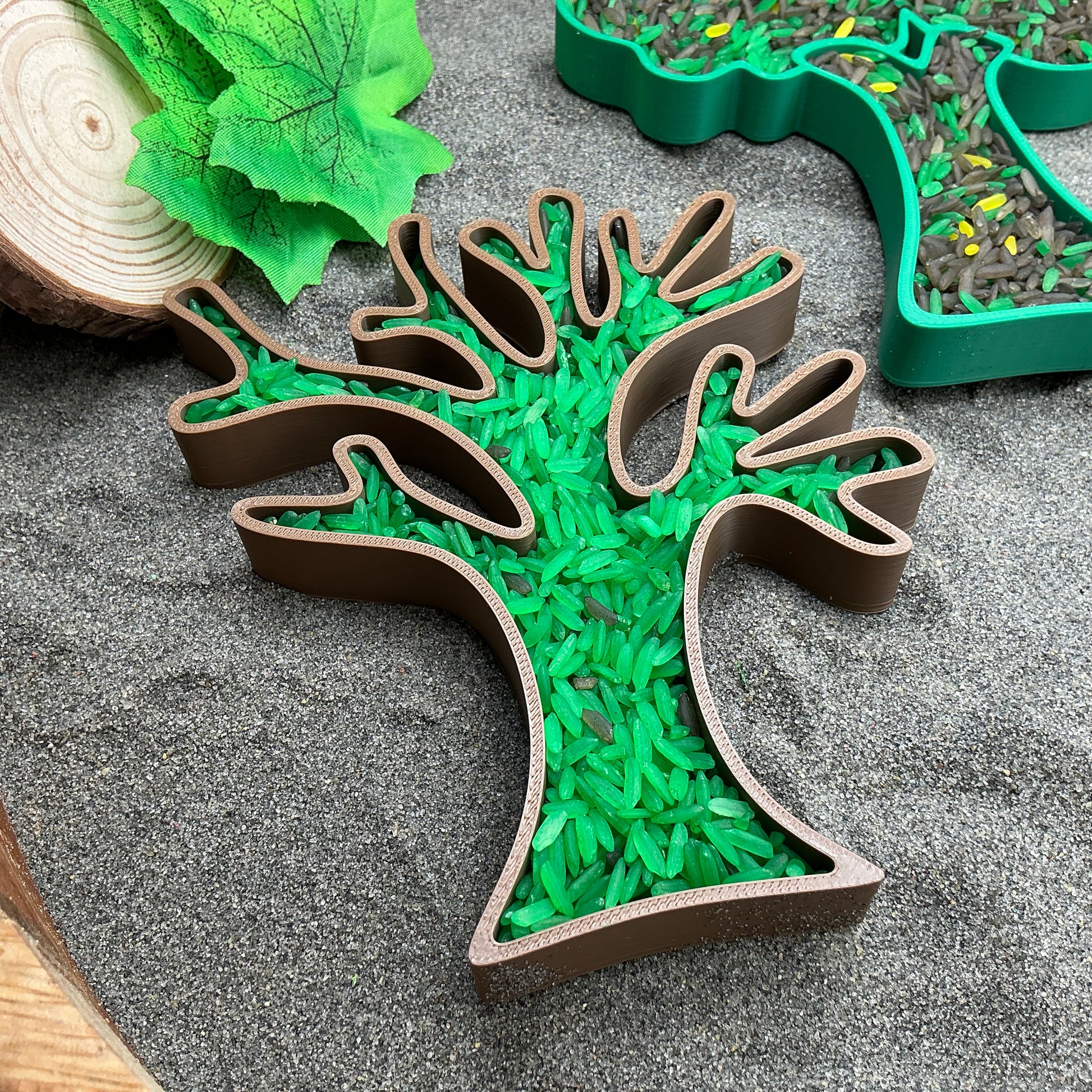 3D-printed tree fill shapes sensory filling tray, 3-piece set for sand and rice tuff trays - view 7 of 11