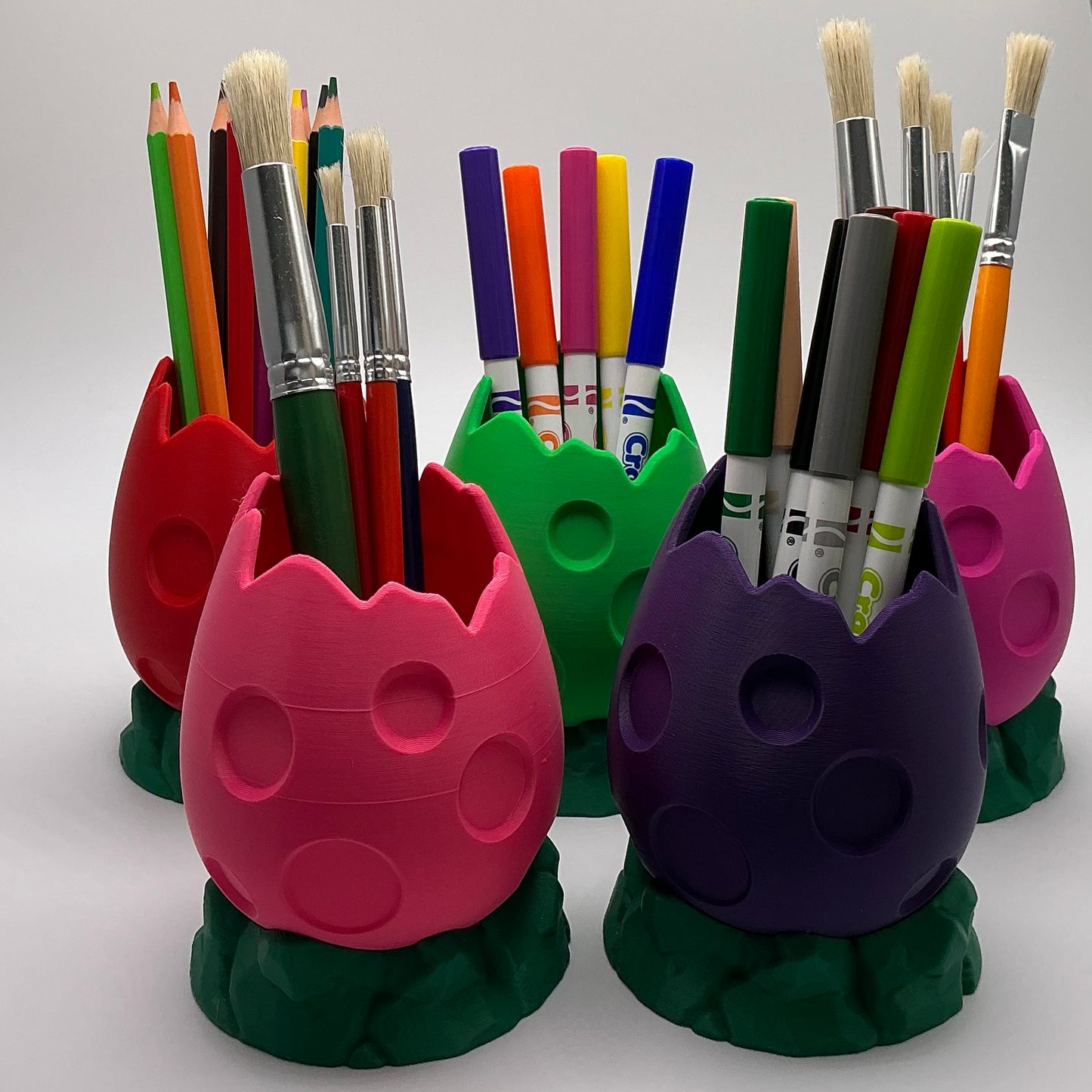 Dinosaur Egg Pencil Holder Cracked Dino Egg Pen Pot Kids Desk Organizer Paintbru - Alternative View