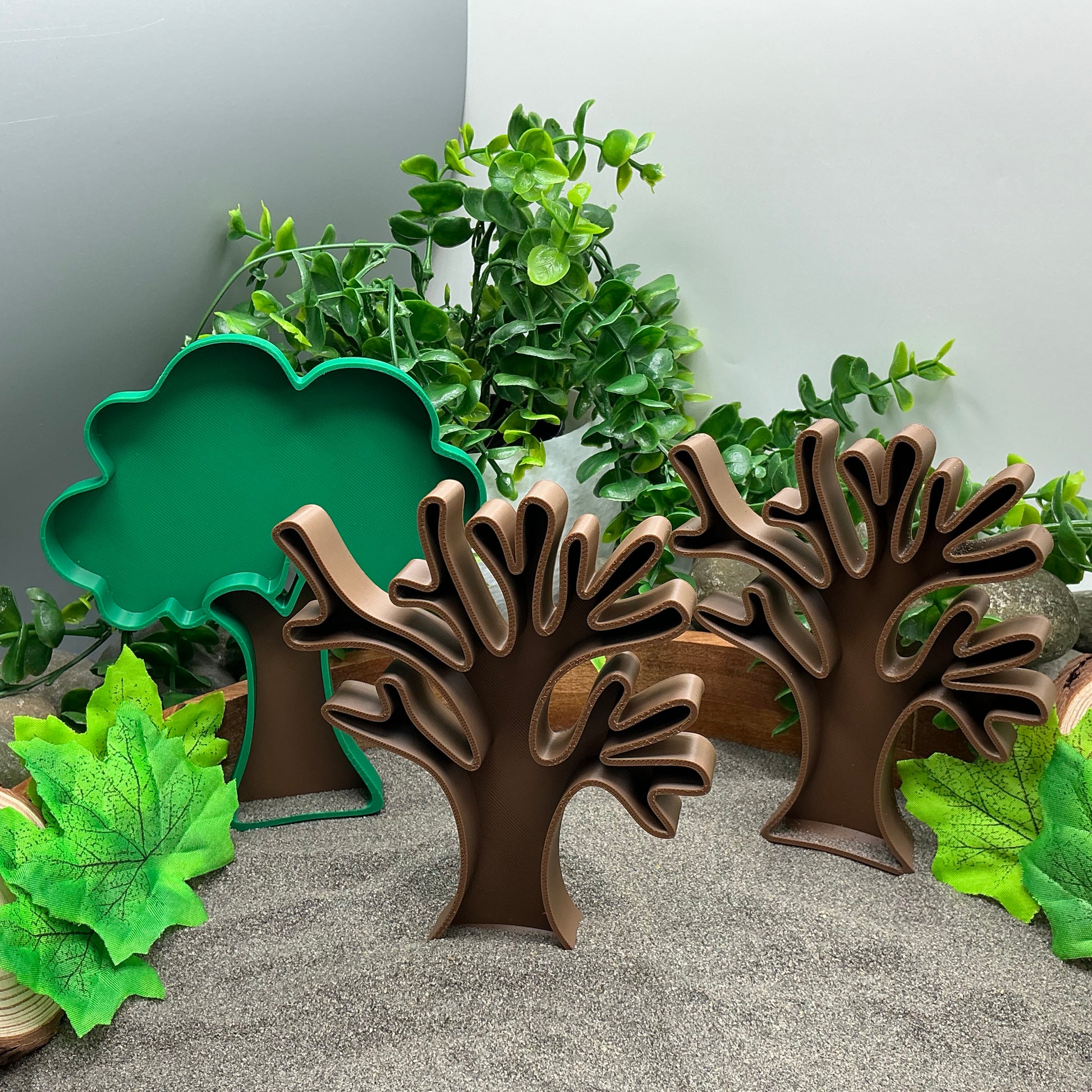 3D-printed tree fill shapes sensory filling tray, 3-piece set for sand and rice tuff trays - view 1 of 11