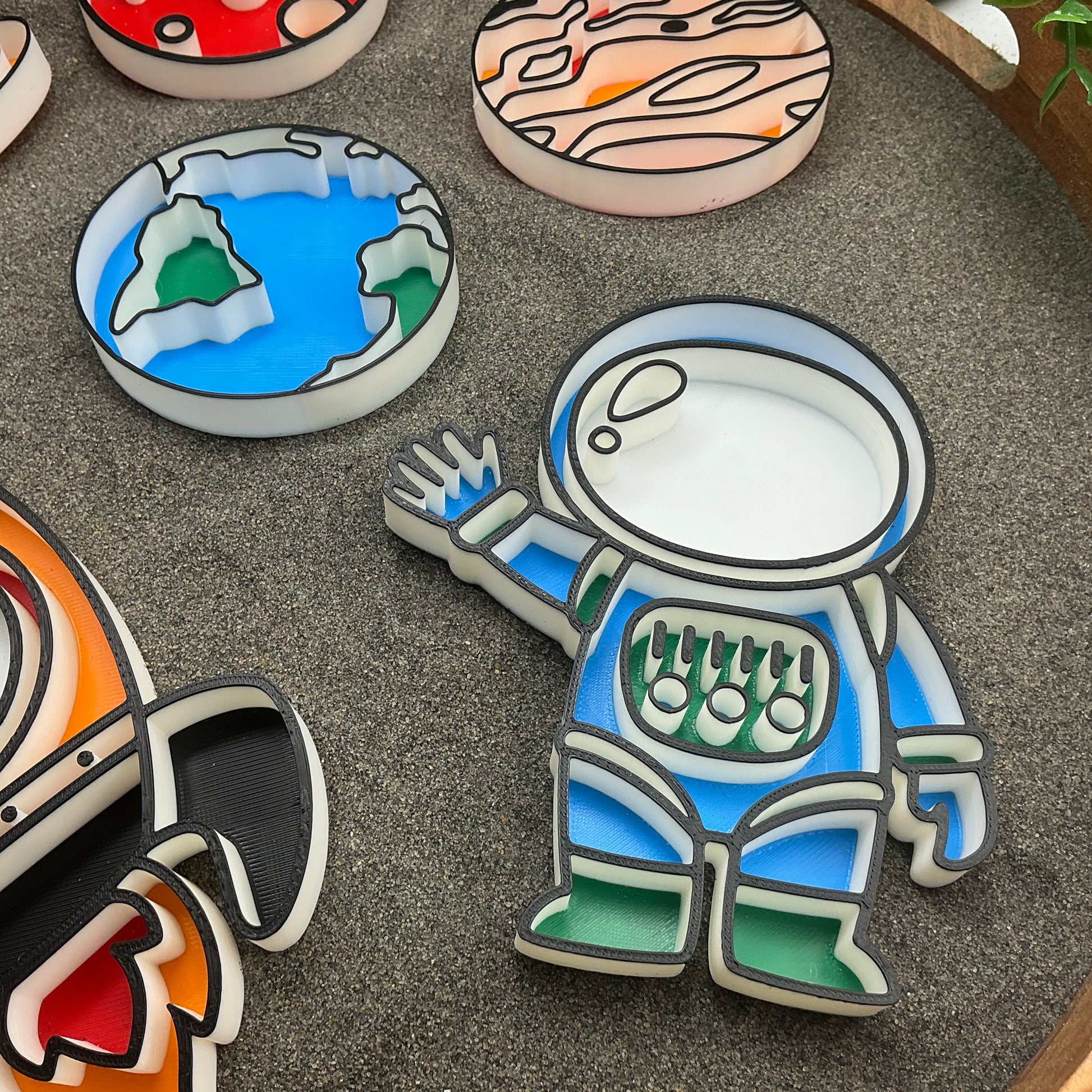 3D-printed space play sensory filling tray, 6-piece set for sand and rice tuff trays - view 3 of 11