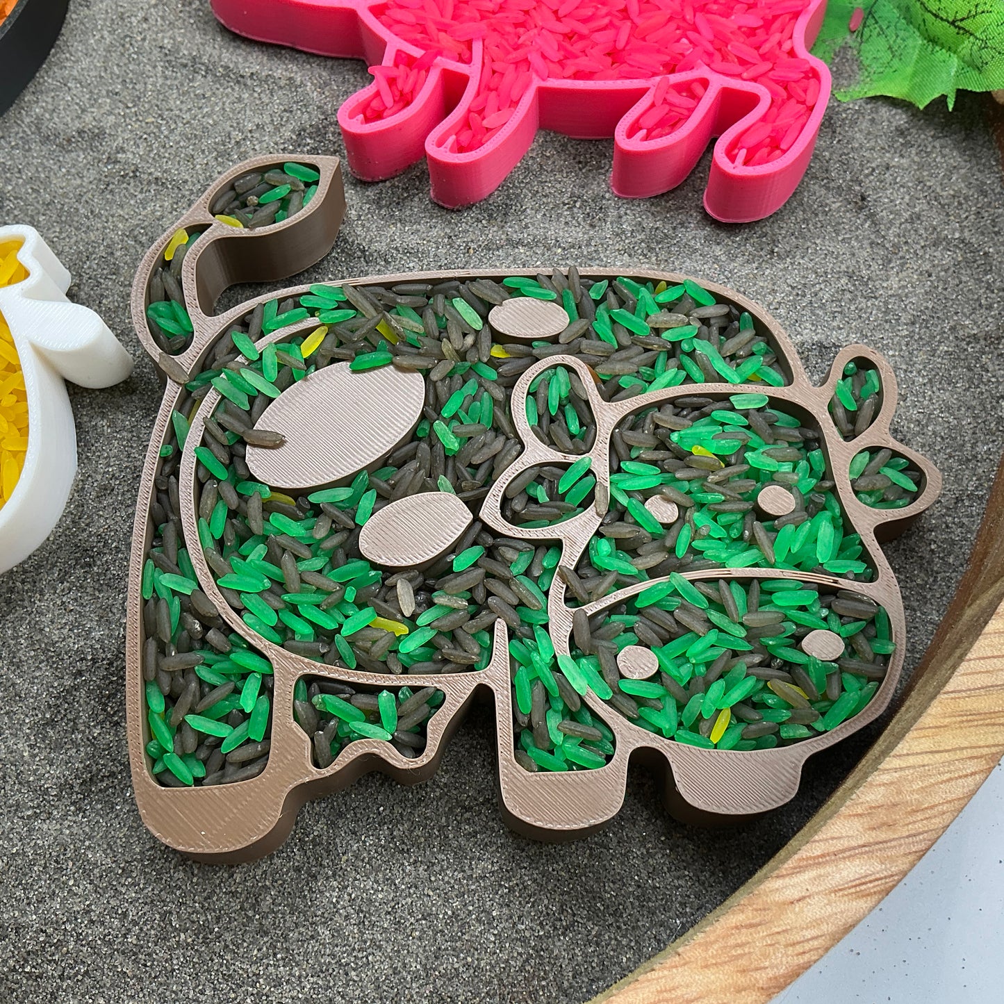 Farm Set Sensory Filling Trays Farm Animals 5 piece Set - Eco-Friendly 3D Printed for Sand, Rice & Oats Tractor Pig Cow Sheep & Chicken Fill Shapes