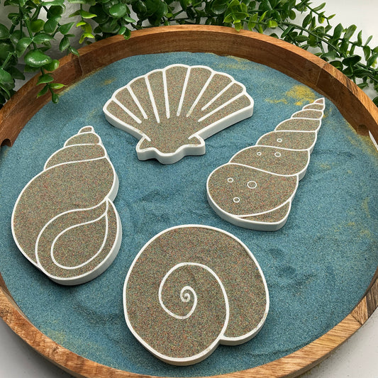 3D-printed seashell sensory filling tray, 4-piece set for sand and rice tuff trays - view 1 of 9