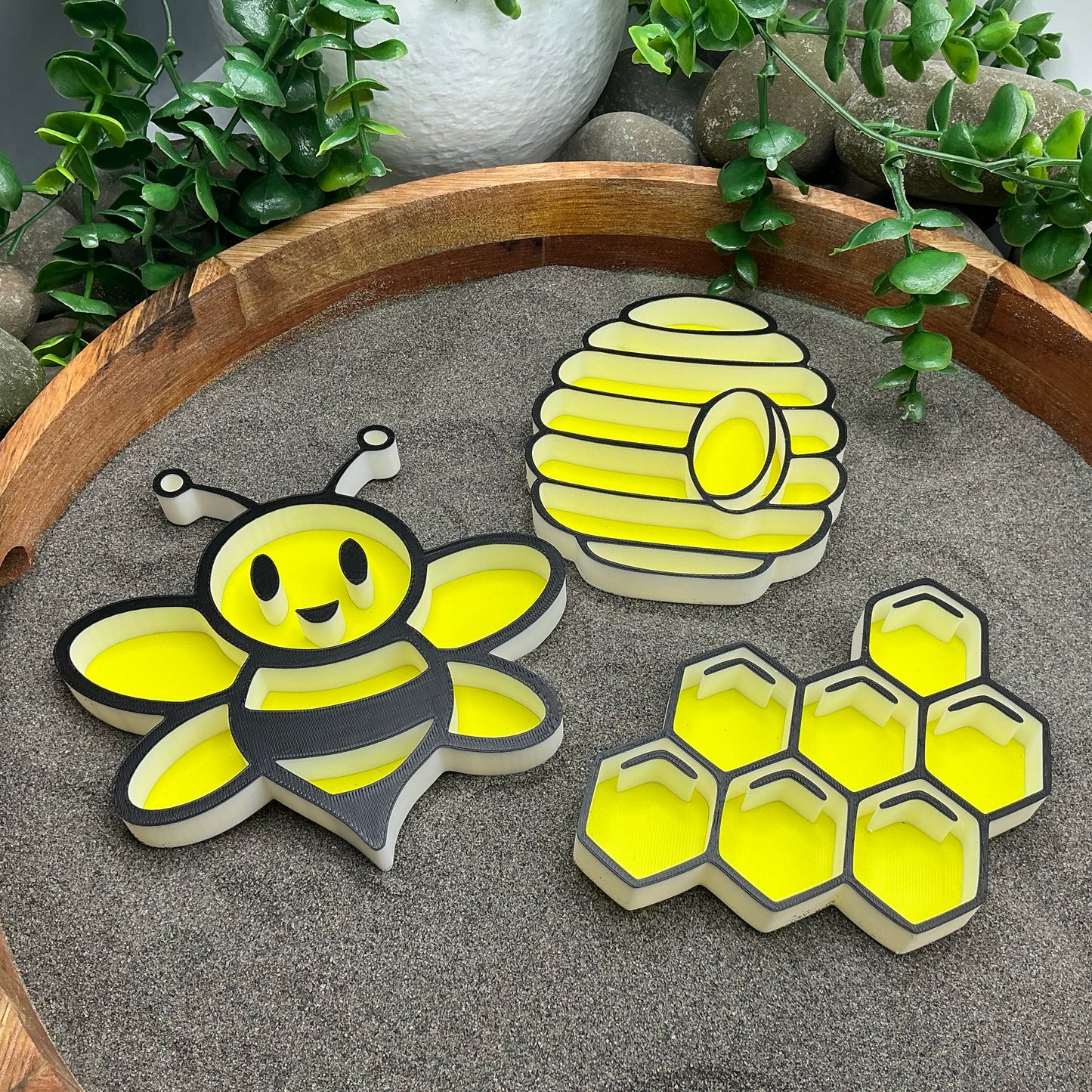 3D-printed bee play sensory filling tray 3-piece set - bee, beehive and honeycomb - view 1 of 11