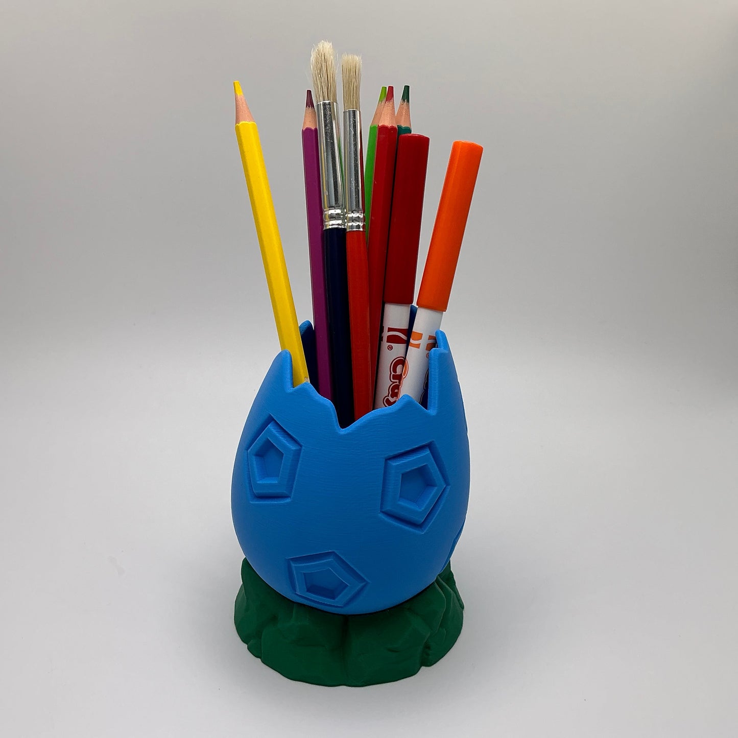 Dinosaur Egg Pencil Holder Cracked Dino Egg Pen Pot Kids Desk Organizer Paintbrush Holder for Artists 3D Printed Eco Friendly Gift