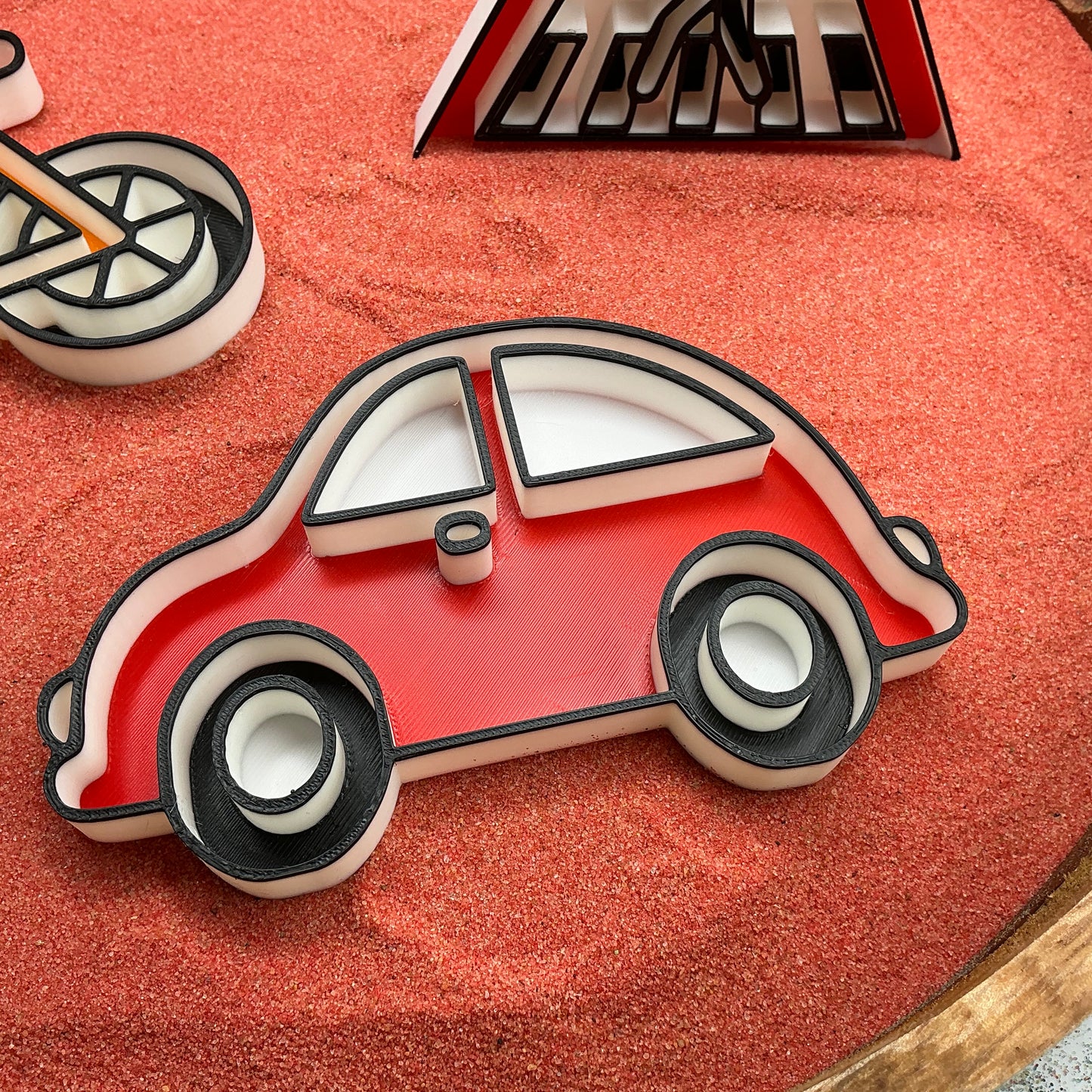 3D-printed play traffic sensory filling tray, 5-piece set with stop sign, car, bike, pedestrian crossing and traffic light - view 5 of 12