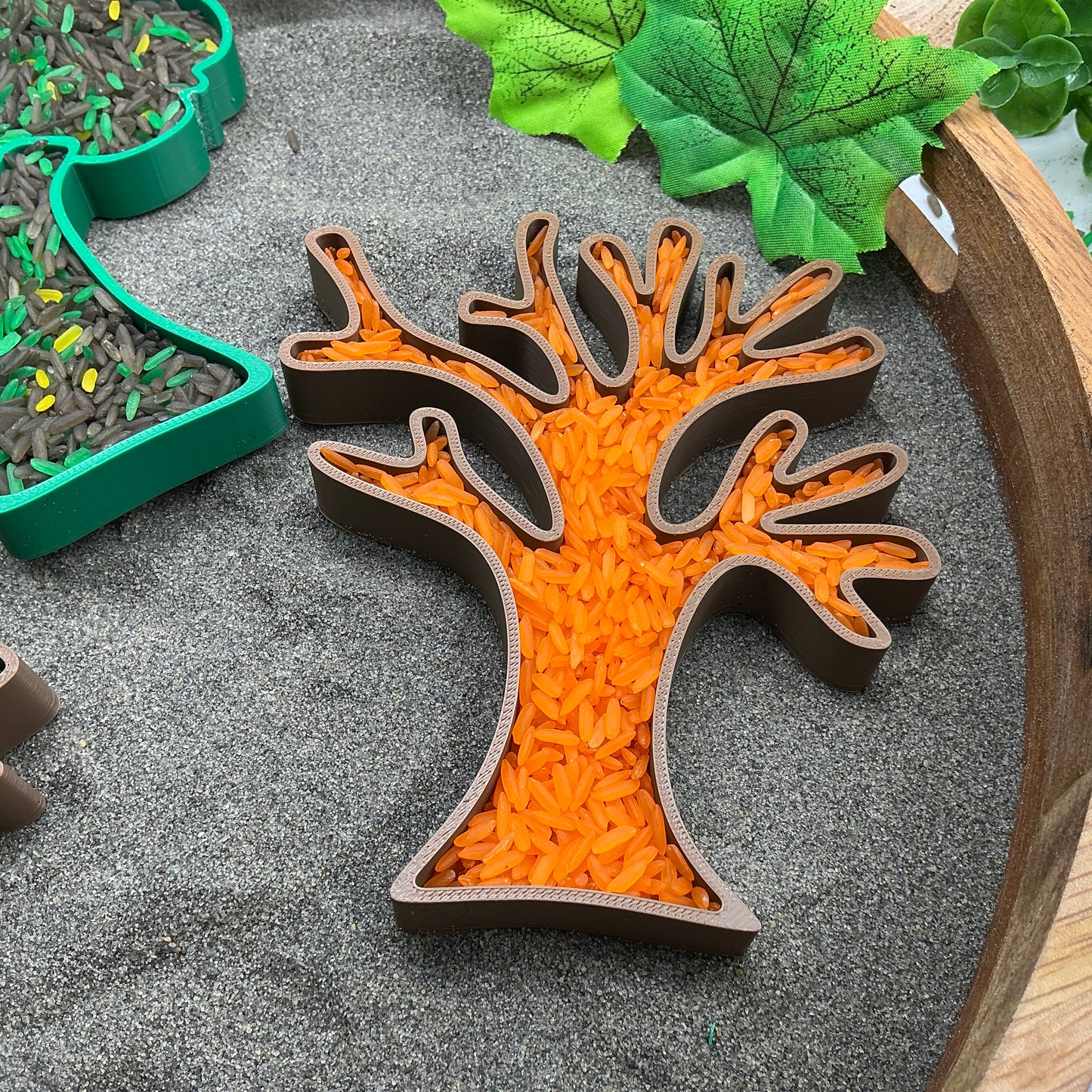 3D-printed tree fill shapes sensory filling tray, 3-piece set for sand and rice tuff trays - view 8 of 11