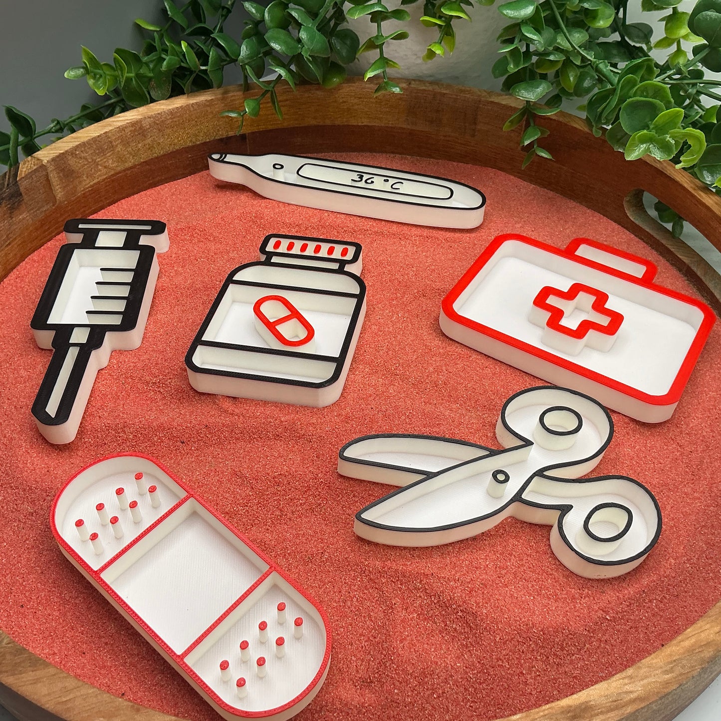 3D-printed doctor hospital play sensory filling tray, 6-piece set for tuff tray role play - view 8 of 10