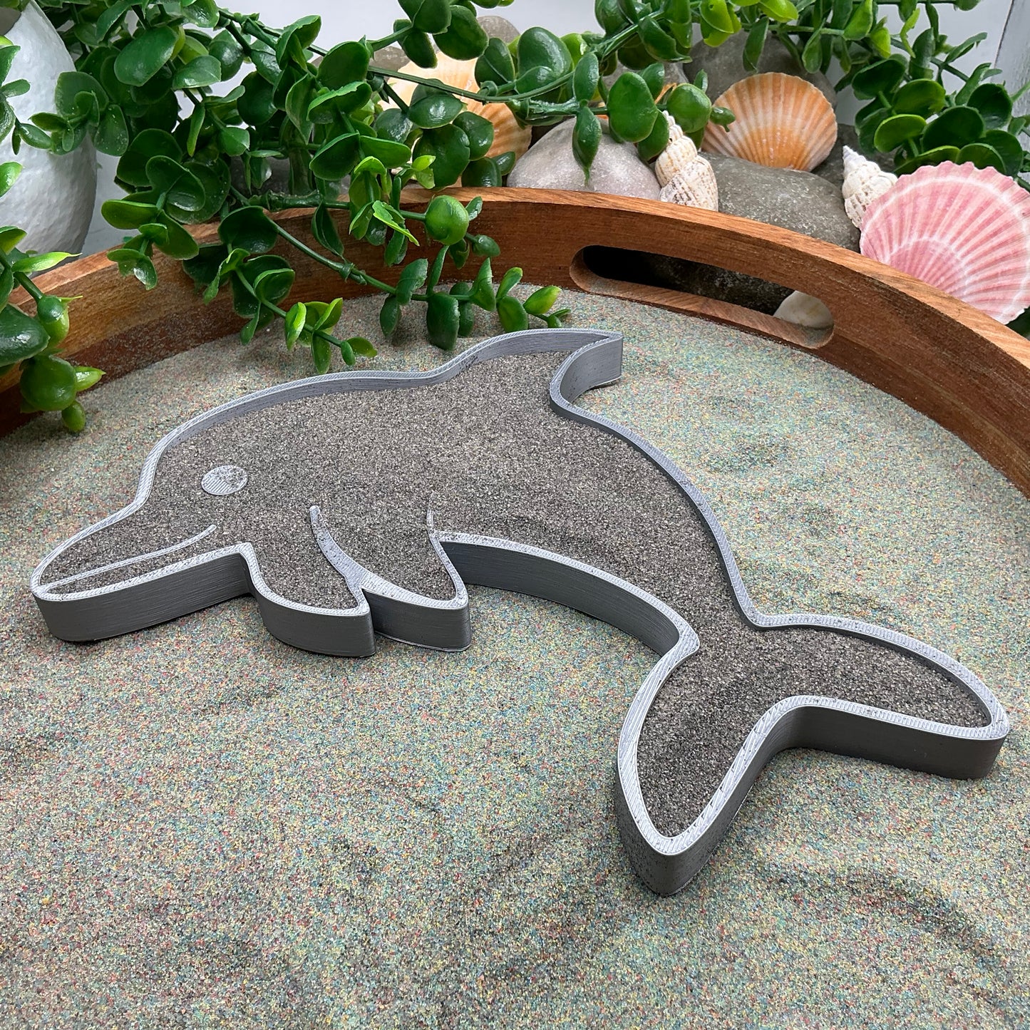 Large Dolphin Sensory Filling Tray - Eco-Friendly 3D Printed for Sand, Rice & Oats