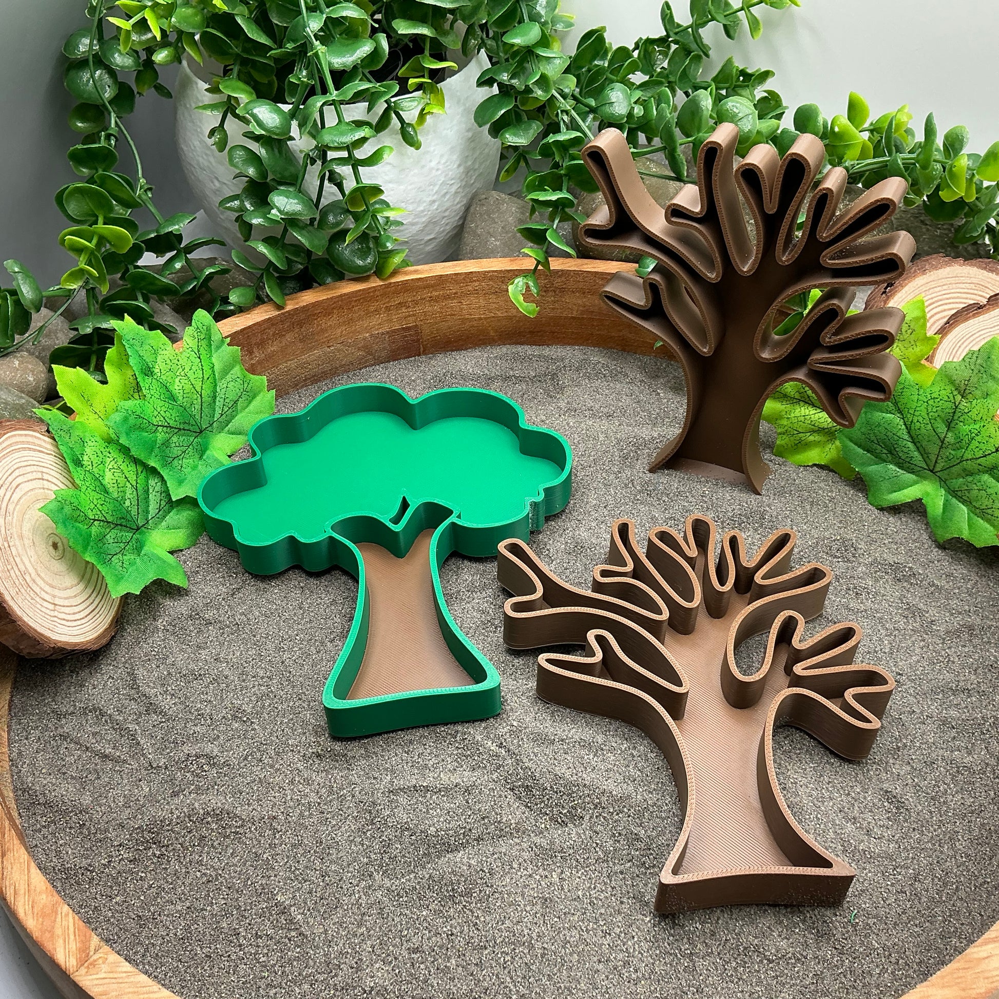 3D-printed tree fill shapes sensory filling tray, 3-piece set for sand and rice tuff trays - view 5 of 11