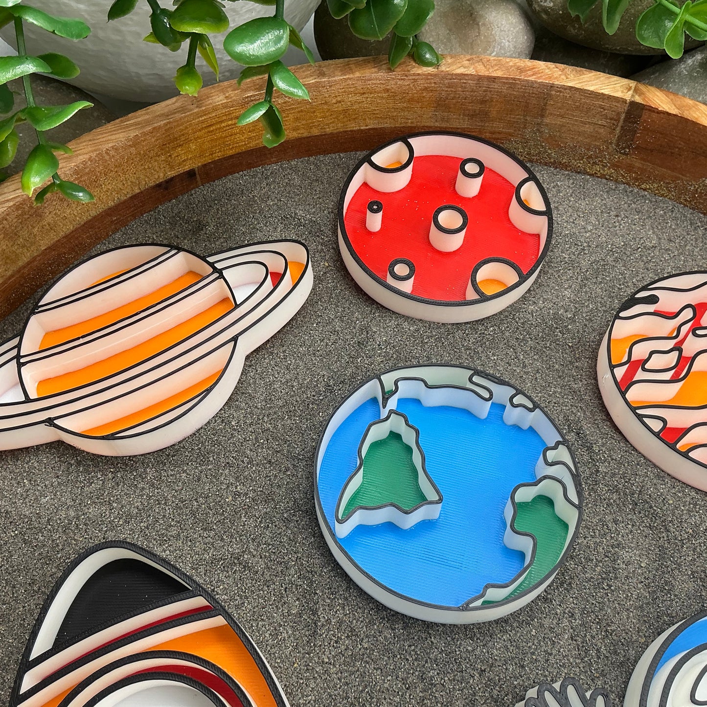 3D-printed space play sensory filling tray, 6-piece set for sand and rice tuff trays - view 2 of 11