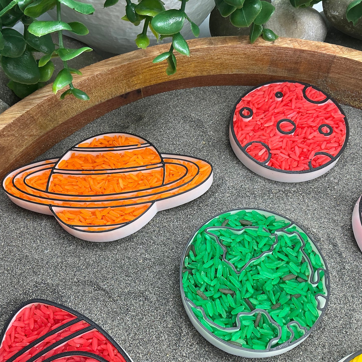 3D-printed space play sensory filling tray, 6-piece set for sand and rice tuff trays - view 7 of 11