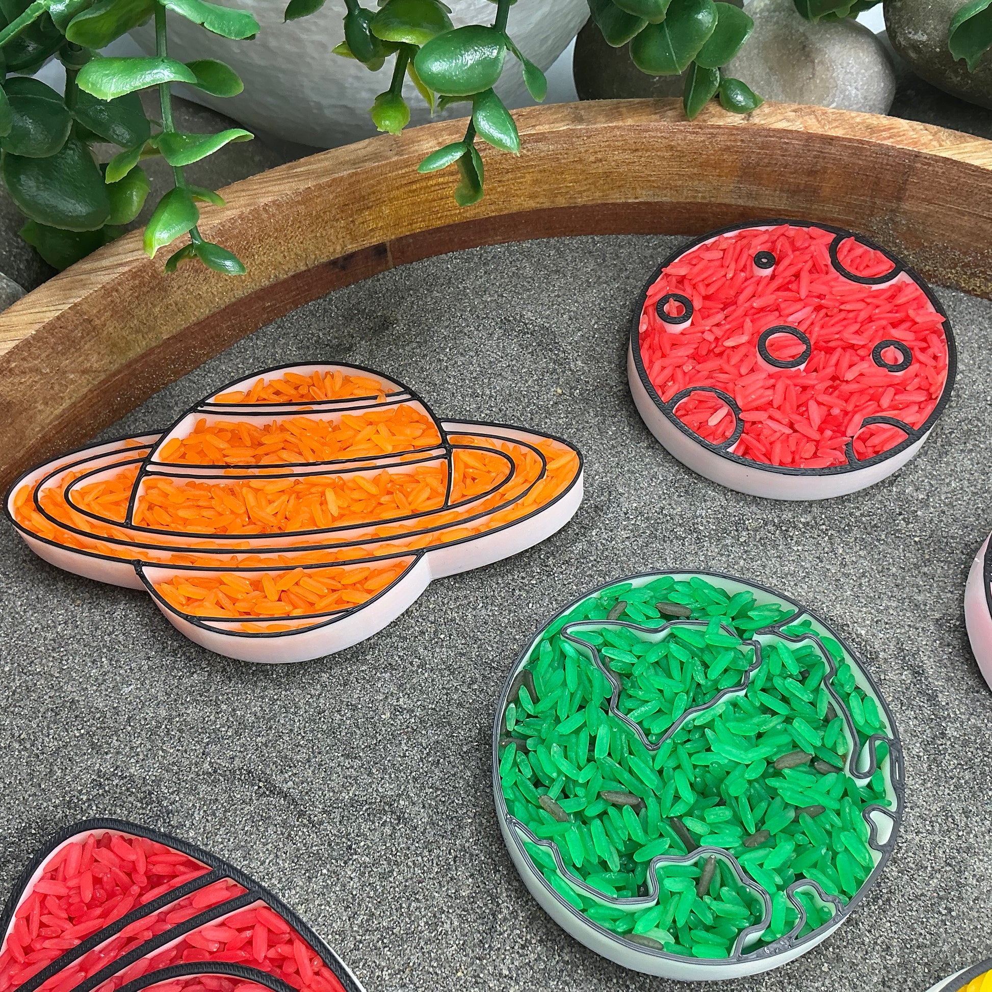 3D-printed space play sensory filling tray, 6-piece set for sand and rice tuff trays - view 7 of 11